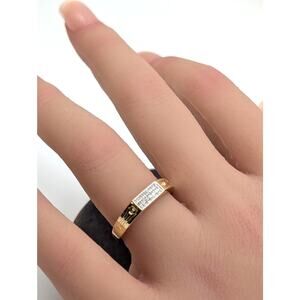925 Gold Vermeil Set Stones Test as Diamond Marked ABS Ring Size 7
